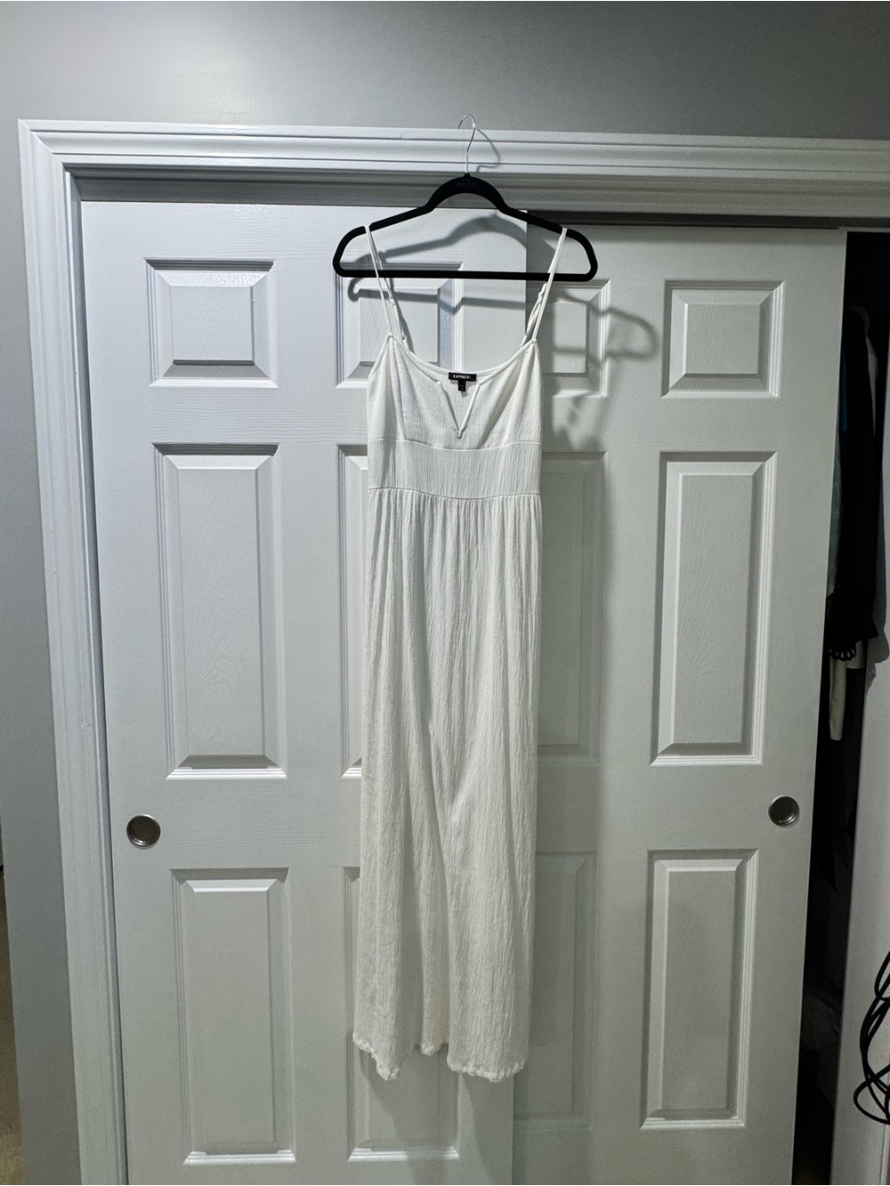 Express long white Wire V maxi dress